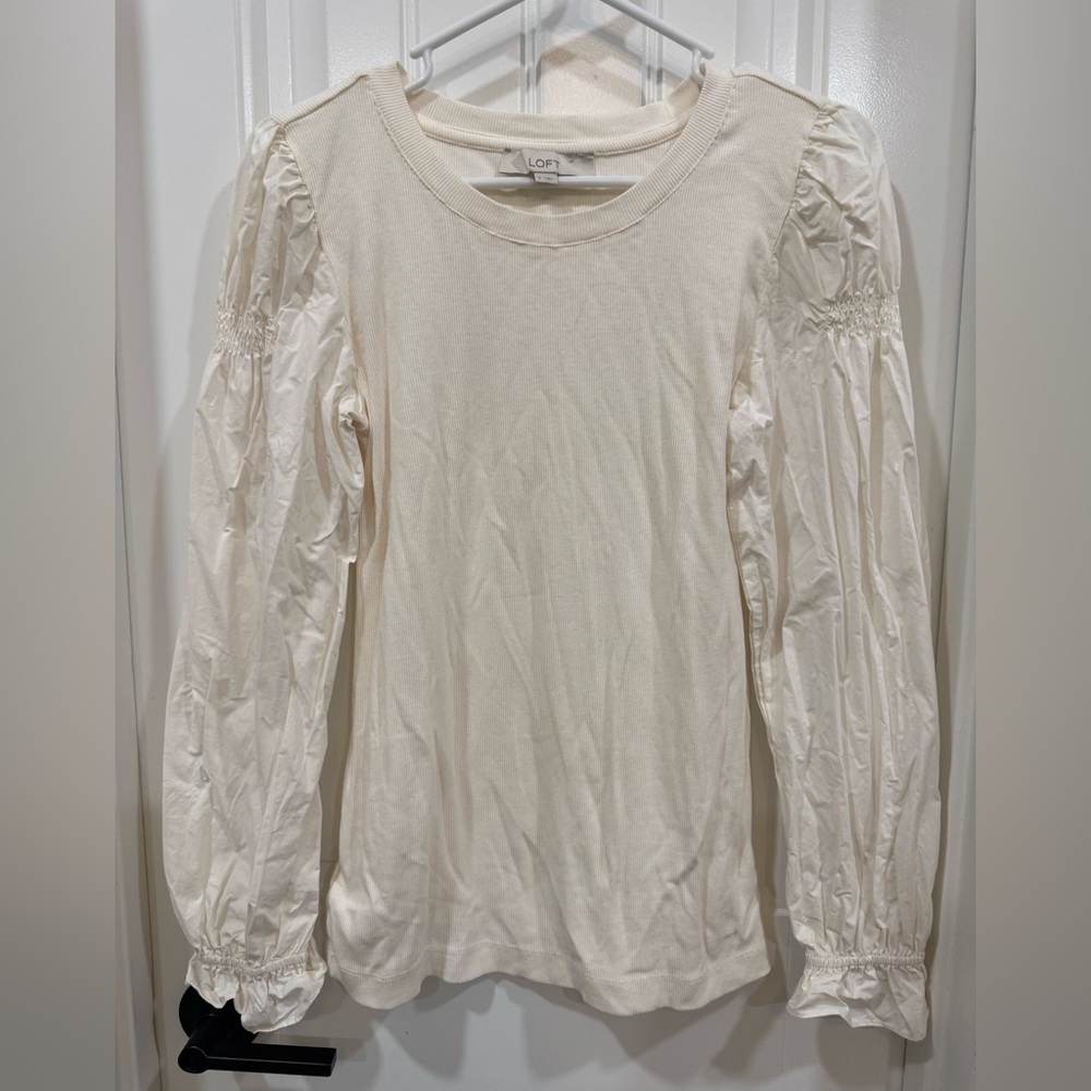 LOFT Women's Ivory Long Sleeve Blouse